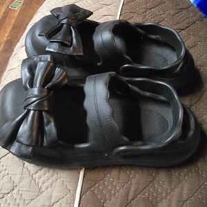 Black Bow Slip-On Shoes